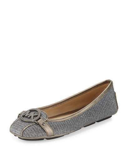 michael michael kors fulton glitter chain mail moccasin black silver|Fulton Metallic Moccasin .